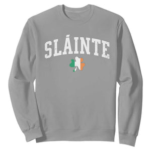 St Patricks Day Sweatshirt Retro Slainte Shamrock Lucky Irish Day Gift TS10 Sport Gray Print Your Wear