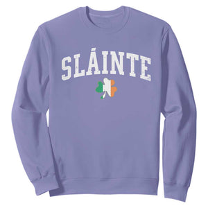 St Patricks Day Sweatshirt Retro Slainte Shamrock Lucky Irish Day Gift TS10 Violet Print Your Wear