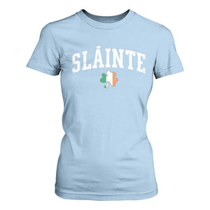 St Patricks Day T Shirt For Women Retro Slainte Shamrock Lucky Irish Day Gift TS10 Light Blue Print Your Wear