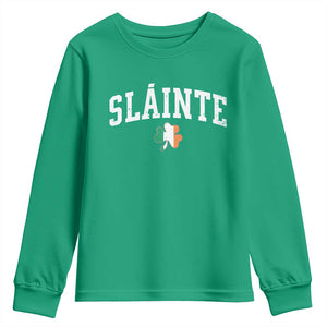 St Patricks Day Youth Sweatshirt Retro Slainte Shamrock Lucky Irish Day Gift TS10 Irish Green Print Your Wear