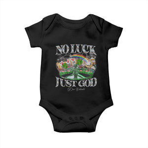Vintage Christian Baby Onesie Retro No Luck Just God Funny St Patricks Day TS10 Black Print Your Wear