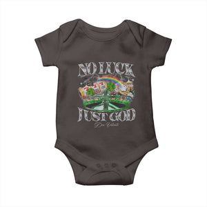 Vintage Christian Baby Onesie Retro No Luck Just God Funny St Patricks Day TS10 Dark Chocolate Print Your Wear