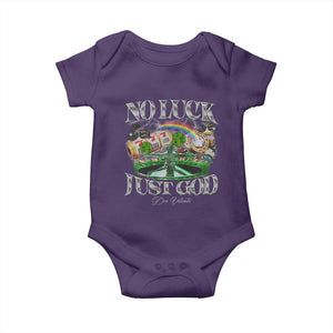 Vintage Christian Baby Onesie Retro No Luck Just God Funny St Patricks Day TS10 Purple Print Your Wear