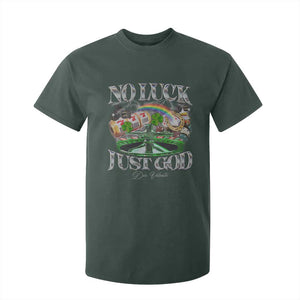 Vintage Christian T Shirt For Kid Retro No Luck Just God Funny St Patricks Day TS10 Dark Forest Green Print Your Wear