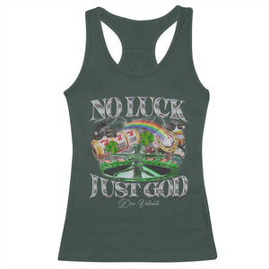 Vintage Christian Racerback Tank Top Retro No Luck Just God Funny St Patricks Day TS10 Dark Forest Green Print Your Wear