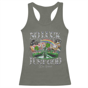 Vintage Christian Racerback Tank Top Retro No Luck Just God Funny St Patricks Day TS10 Military Green Print Your Wear