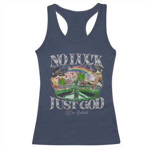 Vintage Christian Racerback Tank Top Retro No Luck Just God Funny St Patricks Day TS10 Navy Print Your Wear