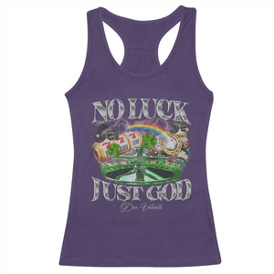 Vintage Christian Racerback Tank Top Retro No Luck Just God Funny St Patricks Day TS10 Purple Print Your Wear