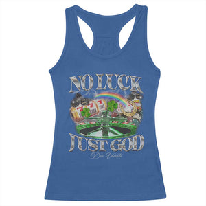 Vintage Christian Racerback Tank Top Retro No Luck Just God Funny St Patricks Day TS10 Royal Blue Print Your Wear