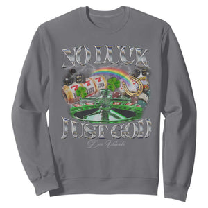 Vintage Christian Sweatshirt Retro No Luck Just God Funny St Patricks Day TS10 Charcoal Print Your Wear