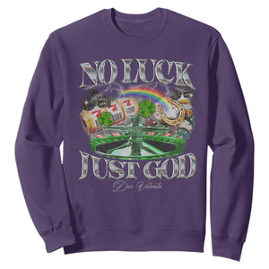 Vintage Christian Sweatshirt Retro No Luck Just God Funny St Patricks Day TS10 Purple Print Your Wear