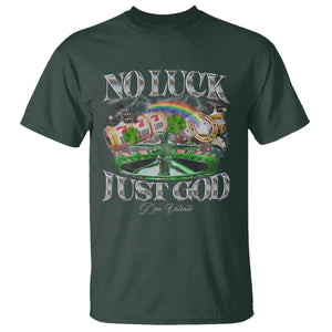 Vintage Christian T Shirt Retro No Luck Just God Funny St Patricks Day TS10 Dark Forest Green Print Your Wear