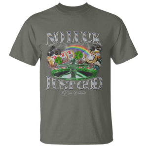 Vintage Christian T Shirt Retro No Luck Just God Funny St Patricks Day TS10 Military Green Print Your Wear