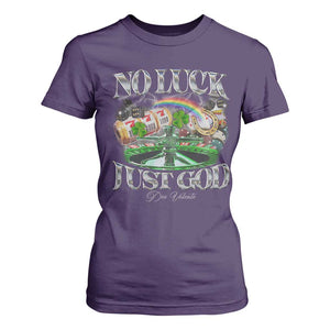 Vintage Christian T Shirt For Women Retro No Luck Just God Funny St Patricks Day TS10 Purple Print Your Wear