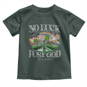 Vintage Christian Toddler T Shirt Retro No Luck Just God Funny St Patricks Day TS10 Dark Forest Green Print Your Wear