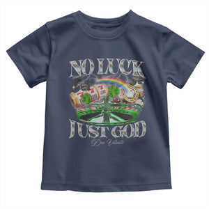 Vintage Christian Toddler T Shirt Retro No Luck Just God Funny St Patricks Day TS10 Navy Print Your Wear