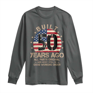 Funny 50th Birthday Long Sleeve Shirt Vintage US Flag Built 50 Years Ago Parts Original TS10 Dark Heather Print Your Wear