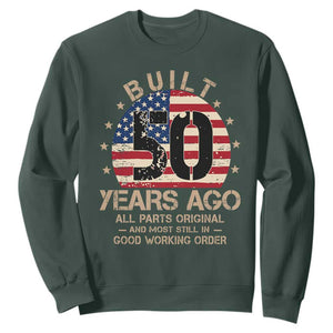 Funny 50th Birthday Sweatshirt Vintage US Flag Built 50 Years Ago Parts Original TS10 Dark Forest Green Print Your Wear