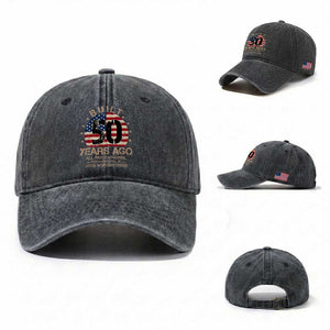 Funny 50th Birthday Washed Cotton Baseball Cap Vintage US Flag Built 50 Years Ago Parts Original TS10 Washed Cap Universal Fit Dark Gray Print Your Wear