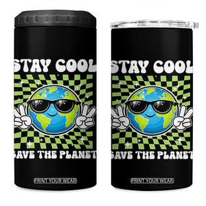 Groovy Earth Day Save The Planet 4 in 1 Can Cooler Tumbler TS10 One Size: 16 oz Black Print Your Wear