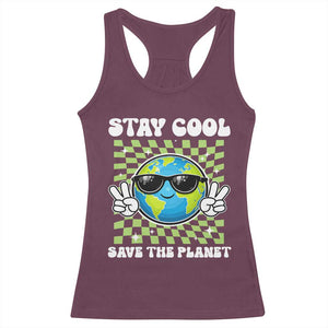 Groovy Earth Day Save The Planet Racerback Tank Top TS10 Maroon Print Your Wear