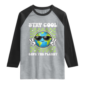 Groovy Earth Day Save The Planet Raglan Shirt TS10 Heather Gray Black Print Your Wear