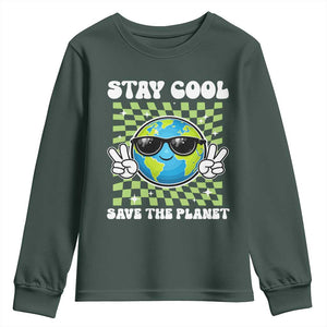 Groovy Earth Day Save The Planet Youth Sweatshirt TS10 Dark Forest Green Print Your Wear