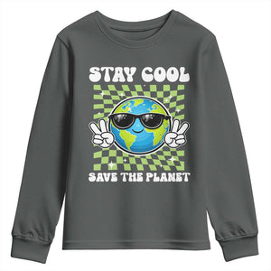 Groovy Earth Day Save The Planet Youth Sweatshirt TS10 Dark Heather Print Your Wear