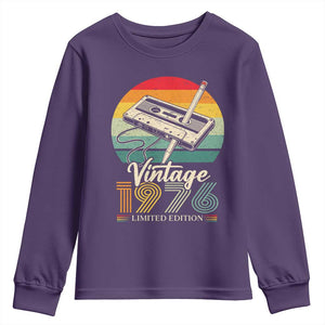Vintage 1976 Youth Sweatshirt 50th Birthday Turning 50 Year Old Gifts TS10 Purple Print Your Wear