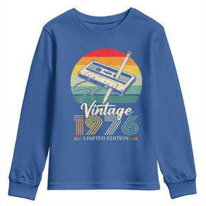 Vintage 1976 Youth Sweatshirt 50th Birthday Turning 50 Year Old Gifts TS10 Royal Blue Print Your Wear