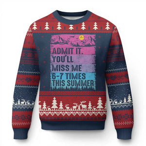 Funny Last Day Ugly Christmas Sweater Admit It You Will Miss Me 6-7 Times This Summer TS10 Navy Red Print Your Wear