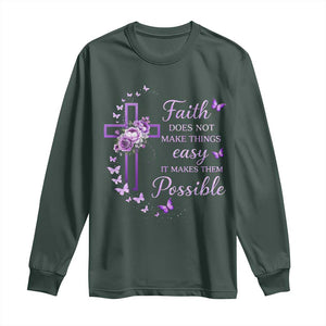 Christian Jesus Long Sleeve Shirt Vintage Bible Verse Printed Faith Blessed Inspirational Girl TS10 Dark Forest Green Print Your Wear