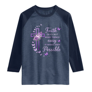 Christian Jesus Raglan Shirt Vintage Bible Verse Printed Faith Blessed Inspirational Girl TS10 Heather Denim Navy Print Your Wear
