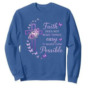 Christian Jesus Sweatshirt Vintage Bible Verse Printed Faith Blessed Inspirational Girl TS10 Royal Blue Print Your Wear