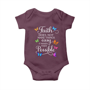 Christian Jesus Baby Onesie Butterfly Art Bible Verse Printed Faith Blessed Inspirational Girl TS10 Maroon Print Your Wear