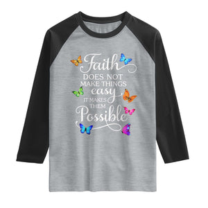 Christian Jesus Raglan Shirt Butterfly Art Bible Verse Printed Faith Blessed Inspirational Girl TS10 Heather Gray Black Print Your Wear