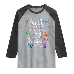 Christian Jesus Raglan Shirt Butterfly Art Bible Verse Printed Faith Blessed Inspirational Girl TS10 Heather Gray Heather Charcoal Print Your Wear
