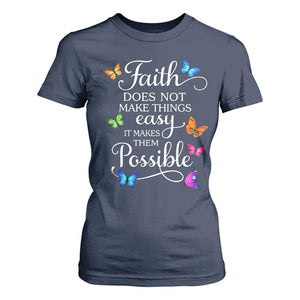 Christian Jesus T Shirt For Women Butterfly Art Bible Verse Printed Faith Blessed Inspirational Girl TS10 Navy Print Your Wear