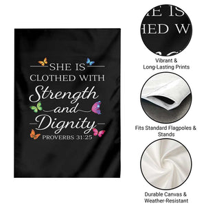 Christian Jesus Garden Flag Strength Dignity Encouraging Bible Verse Proverb Butterfly Art TS10 Print Your Wear