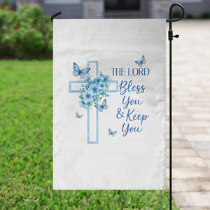 Christian Jesus Garden Flag The Lord Bless You Encouraging Bible Verse Butterfly Art TS10 Print Your Wear