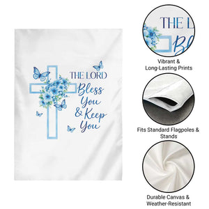 Christian Jesus Garden Flag The Lord Bless You Encouraging Bible Verse Butterfly Art TS10 Print Your Wear