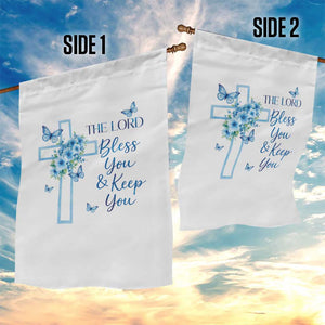 Christian Jesus Garden Flag The Lord Bless You Encouraging Bible Verse Butterfly Art TS10 Print Your Wear