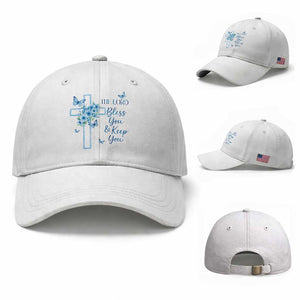 Christian Jesus Baseball Cap The Lord Bless You Encouraging Bible Verse Butterfly Art TS10 Baseball Cap Universal Fit White Print Your Wear