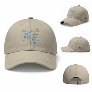 Christian Jesus Baseball Cap The Lord Bless You Encouraging Bible Verse Butterfly Art TS10 Baseball Cap Universal Fit Beige Print Your Wear