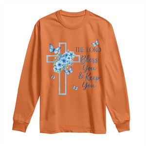 Christian Jesus Long Sleeve Shirt The Lord Bless You Encouraging Bible Verse Butterfly Art TS10 Orange Print Your Wear
