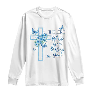 Christian Jesus Long Sleeve Shirt The Lord Bless You Encouraging Bible Verse Butterfly Art TS10 White Print Your Wear