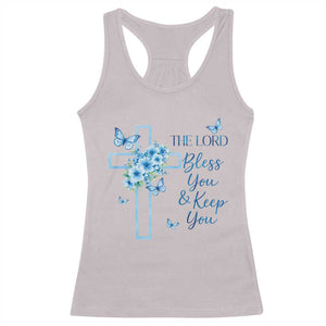 Christian Jesus Racerback Tank Top The Lord Bless You Encouraging Bible Verse Butterfly Art TS10 Ice Gray Print Your Wear