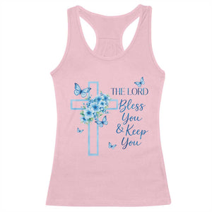 Christian Jesus Racerback Tank Top The Lord Bless You Encouraging Bible Verse Butterfly Art TS10 Light Pink Print Your Wear