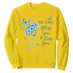 Christian Jesus Sweatshirt The Lord Bless You Encouraging Bible Verse Butterfly Art TS10 Daisy Print Your Wear