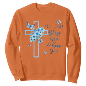 Christian Jesus Sweatshirt The Lord Bless You Encouraging Bible Verse Butterfly Art TS10 Orange Print Your Wear